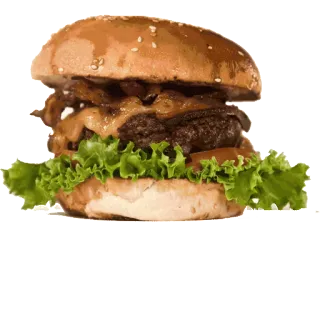 🍔 0deb2fa9 burger, food, sandwich, lettuce, bacon, meat, sesame bun whatsapp sticker