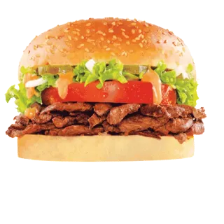 🍔 2da7bc7d food, burger, sandwich, meat, tomato, lettuce, sesame bun whatsapp sticker