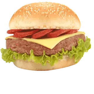 🍔 6c0b9b22 burger, food, hamburger, sandwich, cheese, lettuce, tomato, sesame bun whatsapp sticker