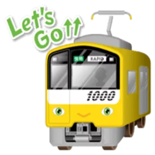 ✌ 91cdf47a Let's Go!! train, dessin animé, transport, chemin de fer telegram sticker