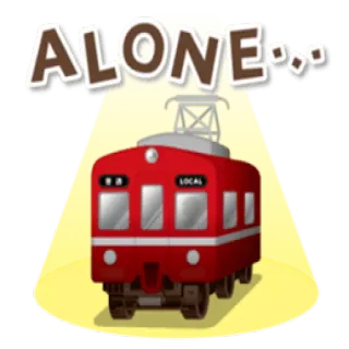 😔 982e22d6 ALONE... train, rouge, seul, transport, véhicule, chemin de fer telegram sticker