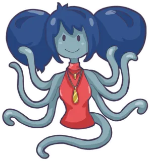 🤪 4dfb23df 卡通, 章鱼, 角色, 蓝色, 幻想 telegram sticker