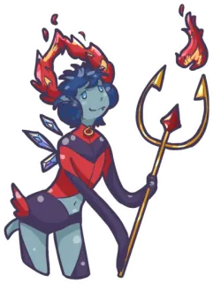 😈 b642d508 恶魔, 魔鬼, 幻想, 生物, 卡通, 角色, 三叉戟, 火焰 telegram sticker