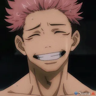 😞 5e562c08 anime, manga, sonriendo, feliz, masculino, pelo rosa telegram sticker