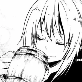 🏞 1ff0168c Anime, Bere, Personaggio, Manga, Bianco e nero whatsapp sticker