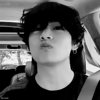 💋 3c4375cb BFF VLACK person, car, vehicle, portrait, black and white, young adult, sitting telegram sticker