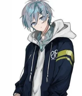 👀 05426de9 Аниме, Парень, Толстовка, Наушники, Мультфильм whatsapp sticker