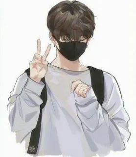 ✌️ 1d8ff170 Мультфильм, Аниме, Мальчик, Маска, Мир whatsapp sticker