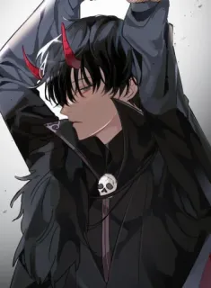 😈 4876cbce Аниме, Демон, Рога, Череп, Готика, Тёмный, Мужчина whatsapp sticker