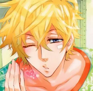 😉 4daa557b Аниме, Блондин, Подмигивание, Кавай, Милый, Парень whatsapp sticker