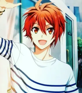 ✋ 77353c92 аниме, парень, рыжие волосы, улыбка, мультфильм whatsapp sticker