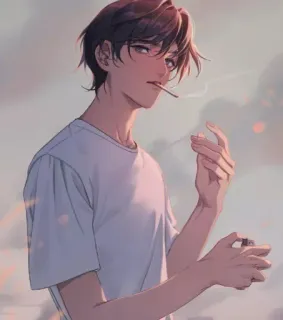 🚬 7bee725a Курение, Сигарета, Мужчина, Аниме, Мультфильм whatsapp sticker