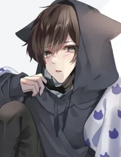 ☺️ 7cc764e5 Аниме, Кошачьи ушки, Толстовка, Милый, Парень whatsapp sticker