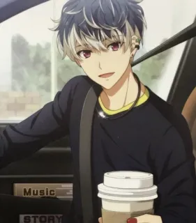 🥤 d49795a0 Аниме, Мужской, Кофе, Персонаж, Эстетика whatsapp sticker