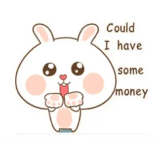 🥺 613d6d35 Could I have some money królik, błaganie, pieniądze, kreskówka, słodki telegram sticker