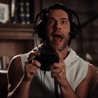 🎧 dc4ad7c0 Lucifer Morningstar Lucifer luzifer, lucifer morningstar, serie, gaming, kopfhörer, aufgeregt telegram sticker