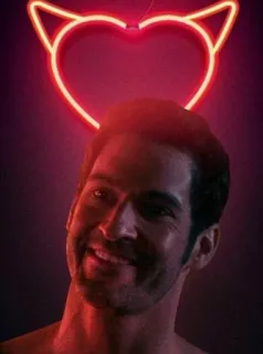 😂 f0ad4647 Lucifer Dämon, Herz, Teufel, Neon, Hörner, Mann telegram sticker