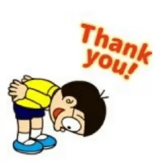 😌 2e10a42a Thank you! grazie, cartone animato, saluto whatsapp sticker