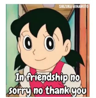 ☺️ 4833eebb Shizuka Minamoto Doraemon In friendship no sorry no thank you anime, cartoni animati, amicizia, Shizuka, Doraemon whatsapp sticker