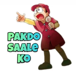 👈 893d7098 PAKDO SAALE KO nobita, detective, lente d'ingrandimento, cartone animato indiano whatsapp sticker