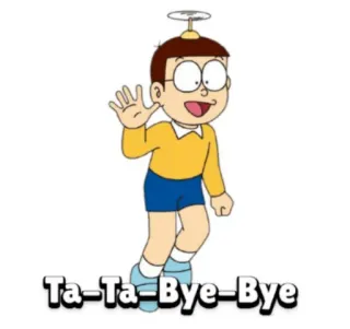 👋 95674255 Nobita Nobi Doraemon Ta-Ta-Bye-Bye Anime, Cartone animato, Saluto, Arrivederci, Saluto con la mano, Nobita whatsapp sticker