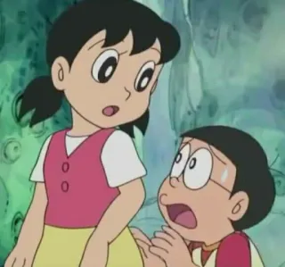 😰 186138a8 Nobita Doraemon anime, sợ hãi, lo lắng, hoạt hình, Shizuka, Doraemon telegram sticker
