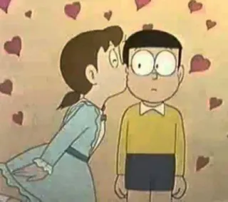 😘 bae51e90 Doraemon anime, hôn, hoạt hình, tình yêu, trái tim, trẻ em telegram sticker