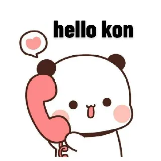 ☎️ 93d165e7 hello kon cute, panda, heart, cartoon, hello, kawaii, calling telegram sticker