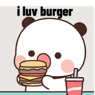 🍔 b62642ef i luv burger panda, burger, food, cute, cartoon, snack telegram sticker