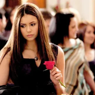 🌹 69ba509a Elena Gilbert The Vampire Diaries 니나 도브레브, tv 프로그램, 뱀파이어, 붉은 장미 whatsapp sticker