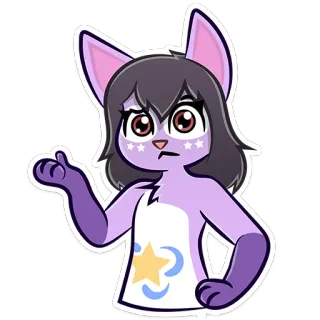 🧐 166ab6be Tier, Fell, Cartoon, Lila, Sterne telegram sticker