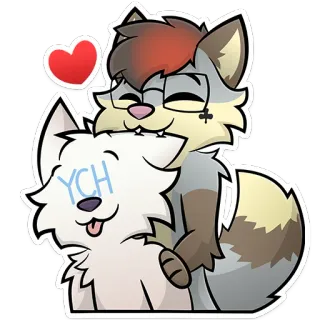 🥰 27de0793 YCH tiere, hunde, wölfe, liebe, herz telegram sticker