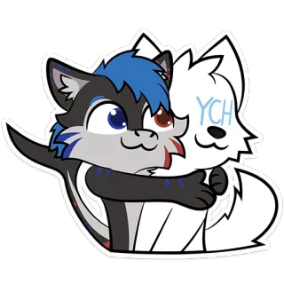 🫂 4652007a YCH Fellwesen, Tier, Umarmung, Süß, Cartoon telegram sticker