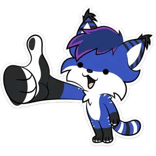 👍 98d2c9ce fuchs, tier, daumen hoch, blau, fell telegram sticker