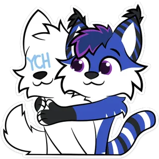 🫂 bbb89536 YCH Fellwesen, Cartoon, Niedlich, Fuchs, Tiere, Sticker telegram sticker