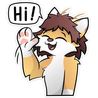 👋 c48623c3 Hi! Grüße, freundlich, Tier, fell, Cartoon telegram sticker