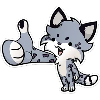 👍 cb89632b Tier, süß, Schneeleopard, Daumen hoch, fellartig, positiv telegram sticker