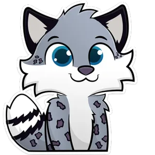 😄 da3e8835 Tier, Schneeleopard, süß, Cartoon telegram sticker