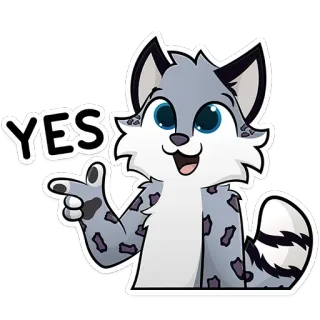 👍 edf3b9e4 YES Tier, zeigend, ja, niedlich, Schneeleopard, fellartig telegram sticker