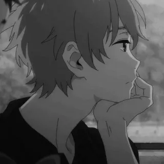 📎 3bff1245 Anime, Junge, Porträt, Schwarzweiß telegram sticker