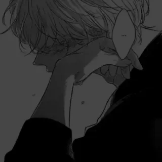 📎 9dc9e9a6 ... traurig, weinend, Anime, monochrom, Depression, emotional, Verzweiflung, einsam telegram sticker