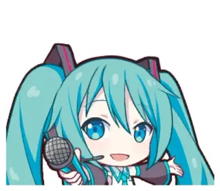 🌟 b1e5c46c Hatsune Miku 动漫, Vocaloid, Miku, Q版, 可爱, 麦克风 telegram sticker