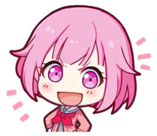 🌟 dd568ba1 动漫, Q版, 粉色头发, 卡通, 女孩, 可爱 telegram sticker