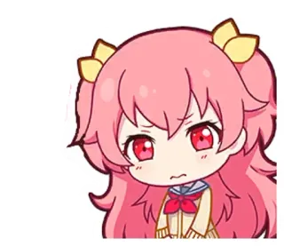 🌟 e3a812e4 动漫, Q版, 女孩, 可爱, 粉色头发, 丝带 telegram sticker