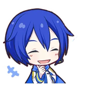 🎤 04500f91 Kaito 애니메이션, 보컬로이드, 카이토, 귀여운, 치비, 파란머리 telegram sticker