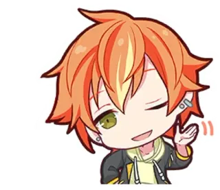 🎤 651666e6 애니메이션, 캐릭터, 주황색 머리, 손 흔들기 telegram sticker