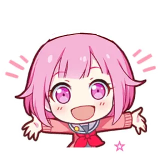 🎤 6a289ef1 애니메이션, 치비, 귀여운, 여자, 핑크 머리 telegram sticker