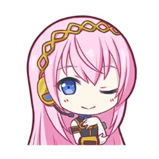 🎤 b3441ac3 Megurine Luka 애니메이션, 보컬로이드, 핑크머리, 귀여운, 치비, 카와이 telegram sticker