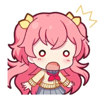 🎤 bd483cc4 애니메이션, 치비, 귀여운, 카와이, 핑크머리, 놀란 telegram sticker