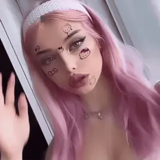 ✨ 6f9223d8 여자, 분홍 머리, 헬로키티, 미용, 인물 사진, 셀카 telegram sticker